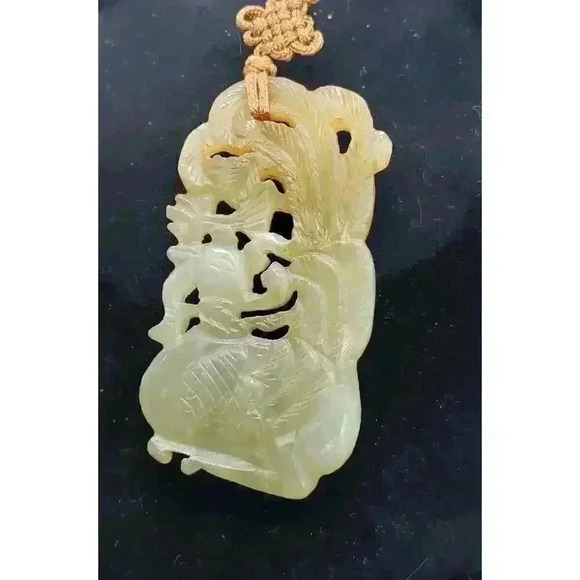 Vintage Jade Hand Carved necklace Pendant Necklace Peacock Beauty Luck Symbol - Picture 16 of 16